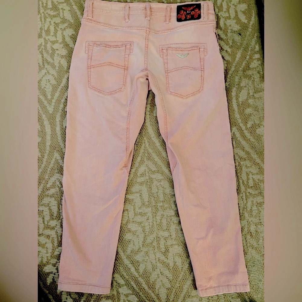 Armani Jeans Light Pink Distressed Antifit-Low Crotch Mens  Jeans  31